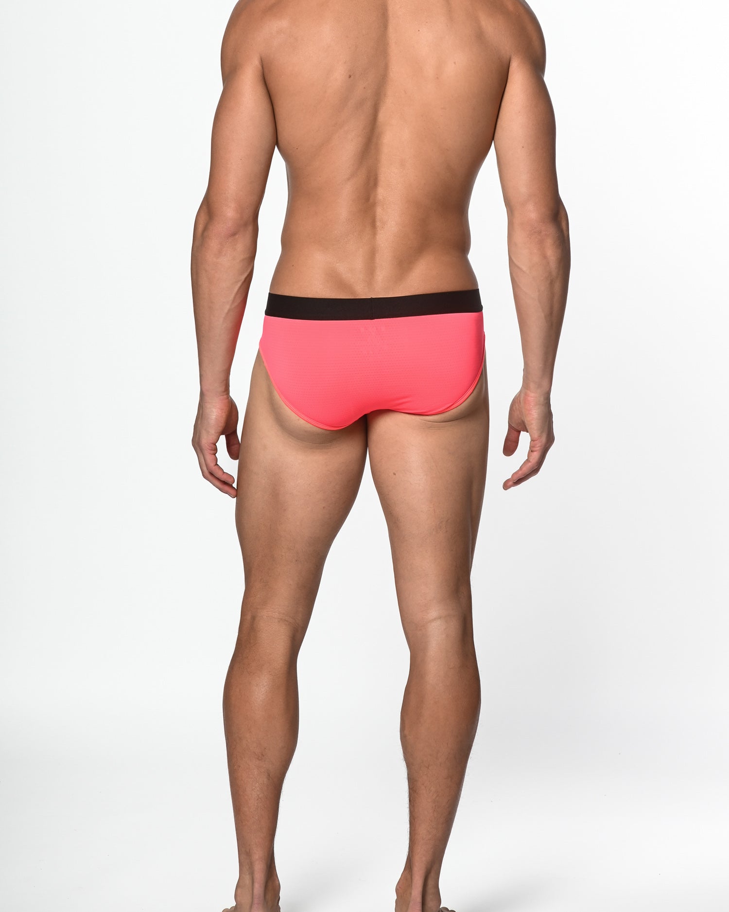 NEON PINK NYLON/ELASTANE AIR MESH SPORTS LOW RISE BRIEF ST-10200