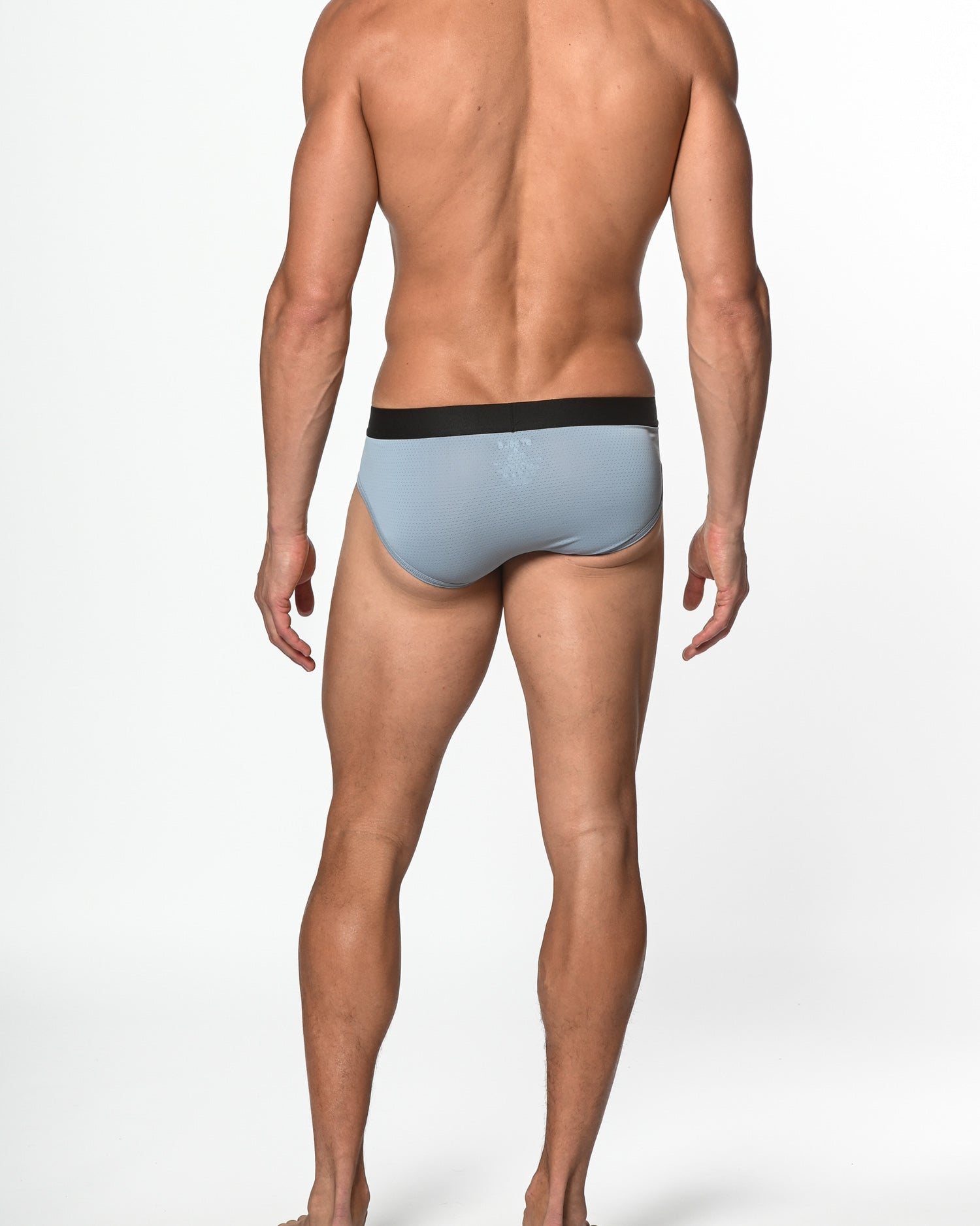 SILVER GREY NYLON/ELASTANE AIR MESH SPORTS LOW RISE BRIEF ST-10200