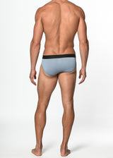 SILVER GREY NYLON/ELASTANE AIR MESH SPORTS LOW RISE BRIEF ST-10200