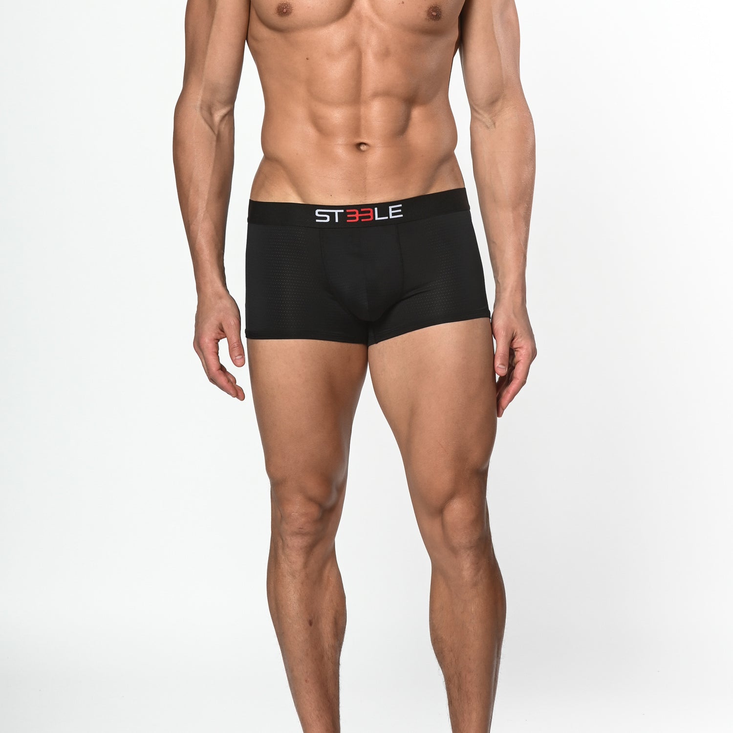 BLACK NYLON/ELASTANE AIR MESH SPORTS TRUNK ST-10201