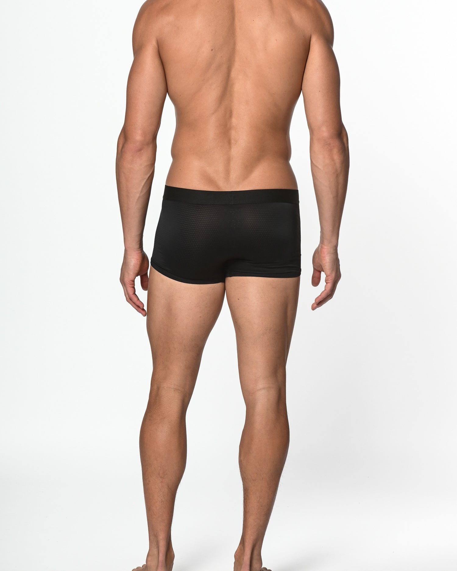 BLACK NYLON/ELASTANE AIR MESH SPORTS TRUNK ST-10201