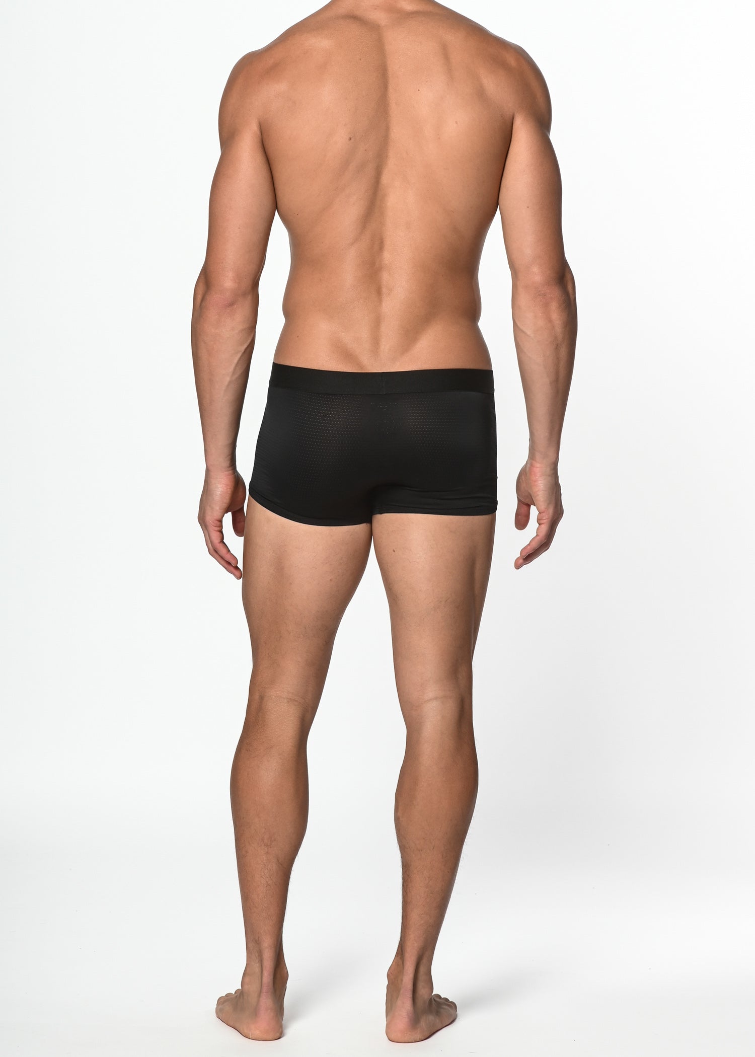 BLACK NYLON/ELASTANE AIR MESH SPORTS TRUNK ST-10201