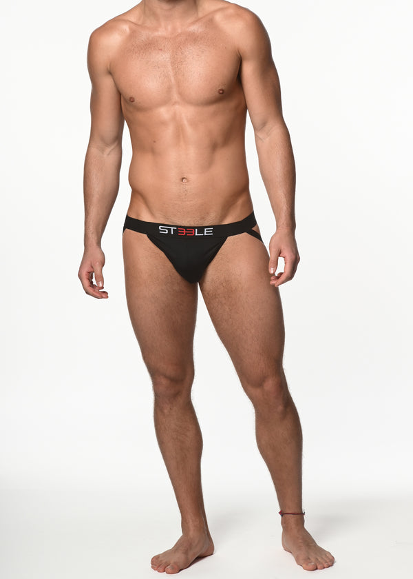 BLACK NYLON/ELASTANE AIR MESH SPORTS JOCKSTRAP ST-10202