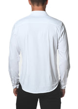 WHITE LONG SLEEVE SOLID KNIT STRETCH SHIRT ST-1050