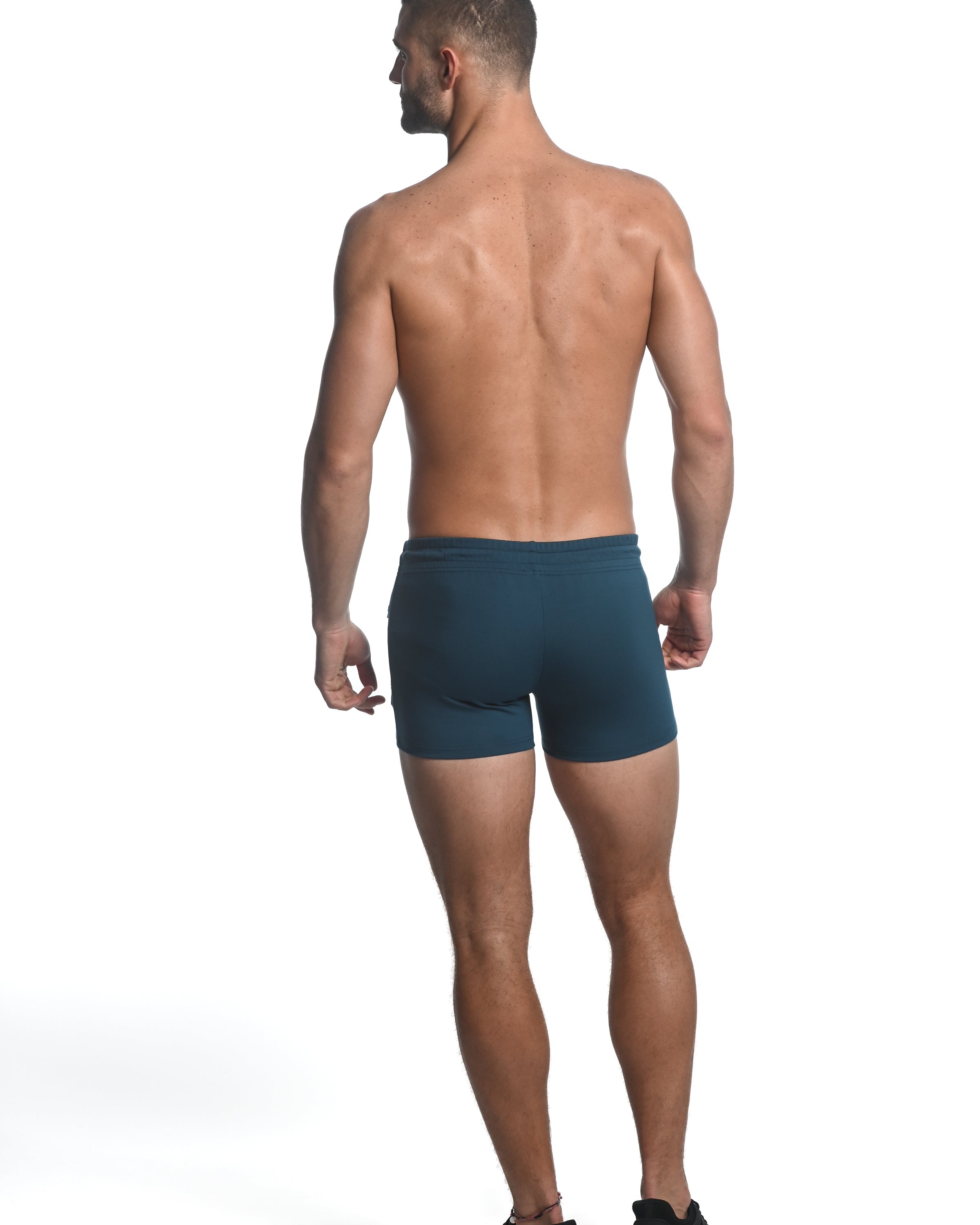PETROL VAULT GYM-TECH 3.5" INSEAM STRETCH SHORTS W/ HEAT WELD ZIPPERS