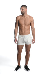 WHITE STUCCO VAULT GYM-TECH 3.5" INSEAM STRETCH SHORTS W/ HEAT WELD ZIPPERSWHITE STUCCO VAULT GYM-TECH 3.5" INSEAM STRETCH SHORTS W/ HEAT WELD ZIPPERS ST-10500