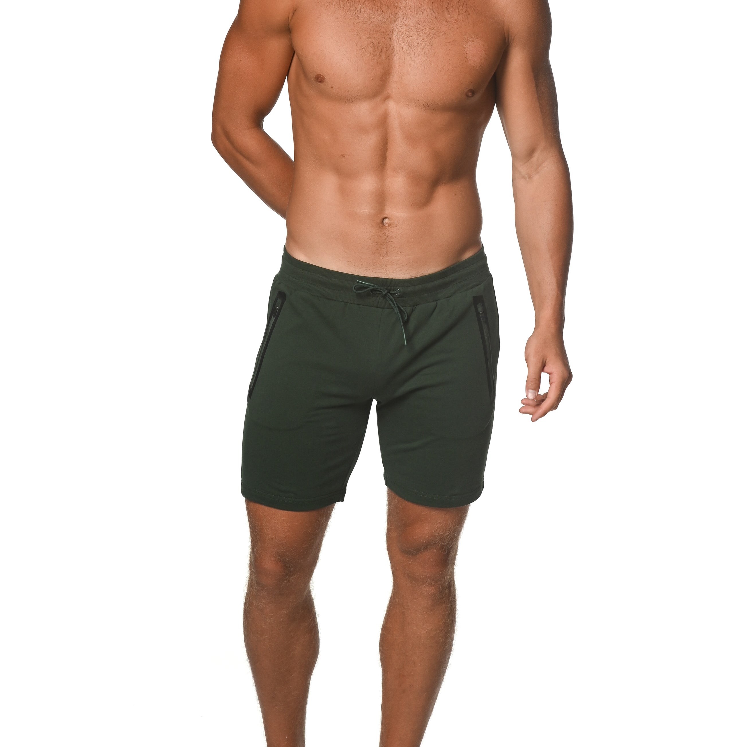 COMBAT GREEN FLEECE FLEX COTTON STRETCH SHORTS ST-10502