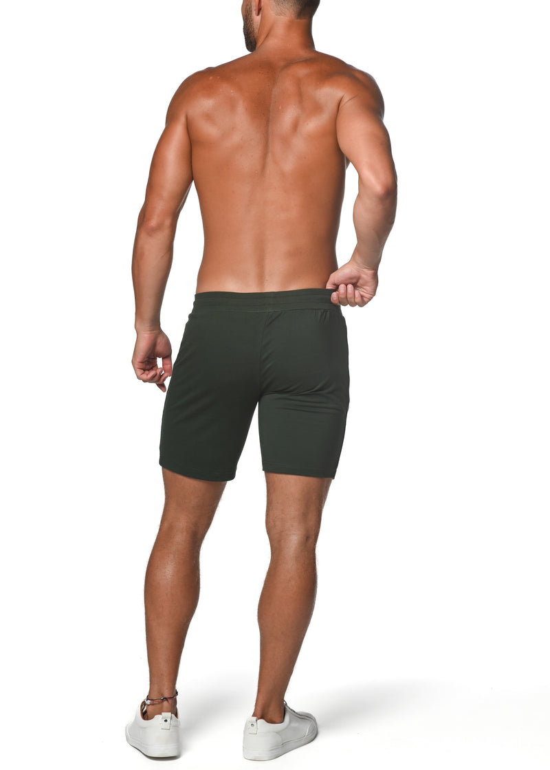 COMBAT GREEN FLEECE FLEX COTTON STRETCH SHORTS ST-10502