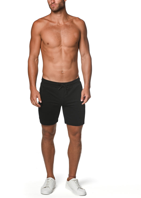 STEALTH BLACK FLEECE FLEX COTTON STRETCH SHORTS ST-10502