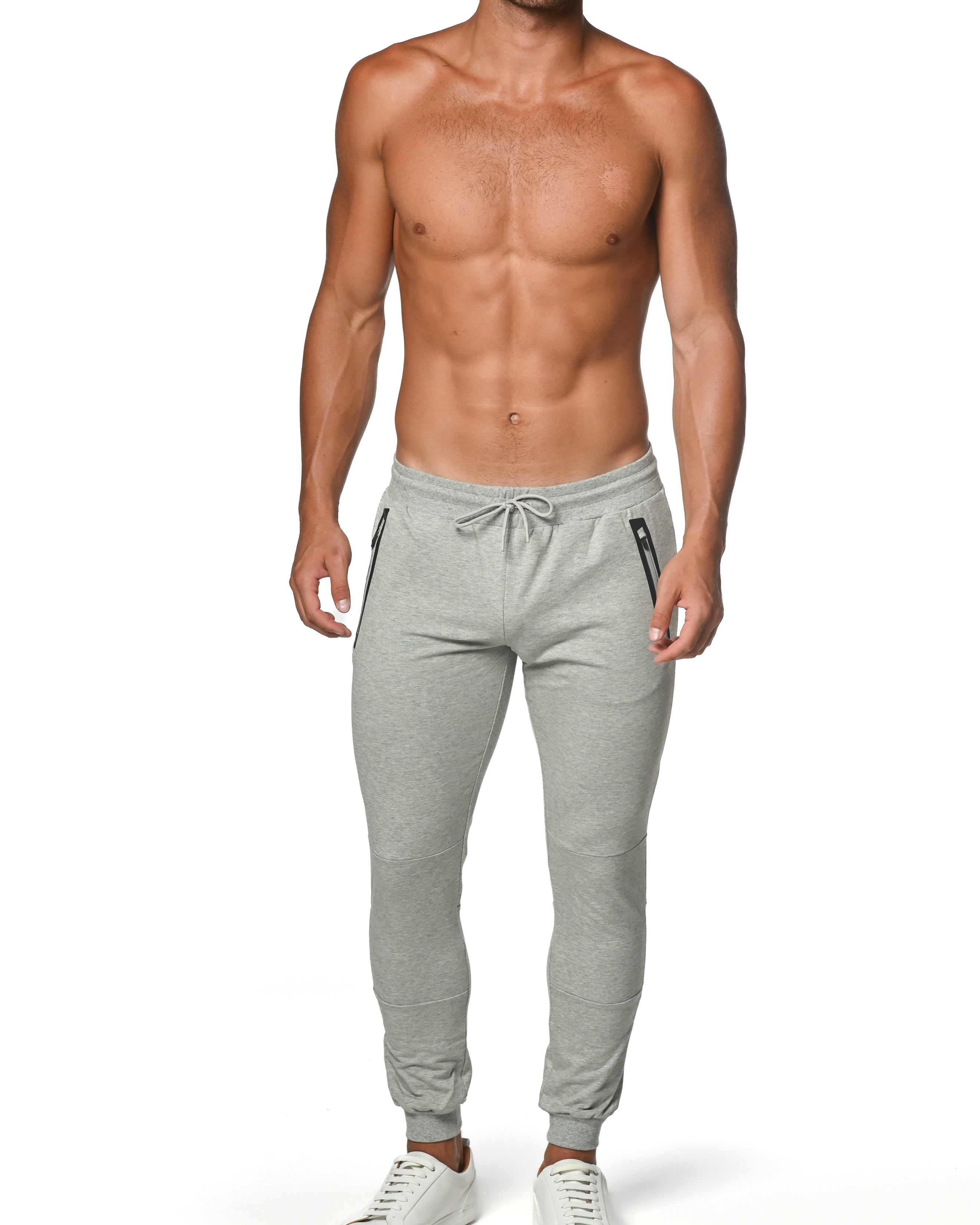 GREY MELANGE FLEECE FLEX COTTON STRETCH JOGGER ST-10503