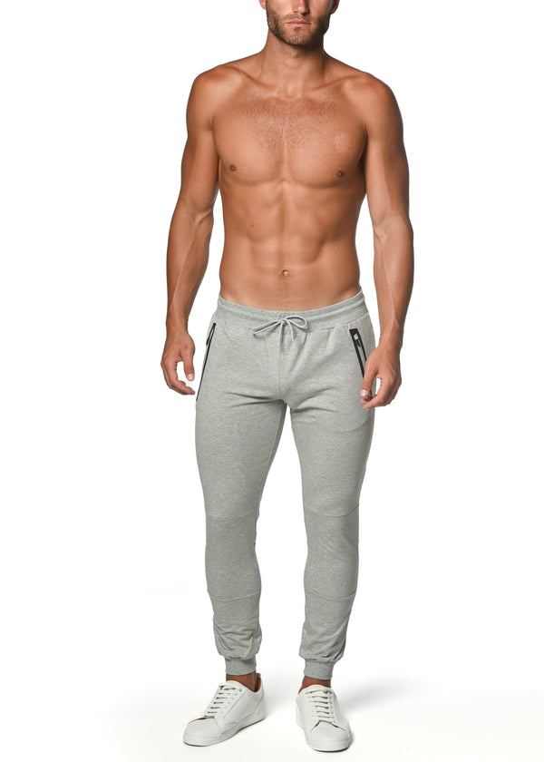 GREY MELANGE FLEECE FLEX COTTON STRETCH JOGGER ST-10503