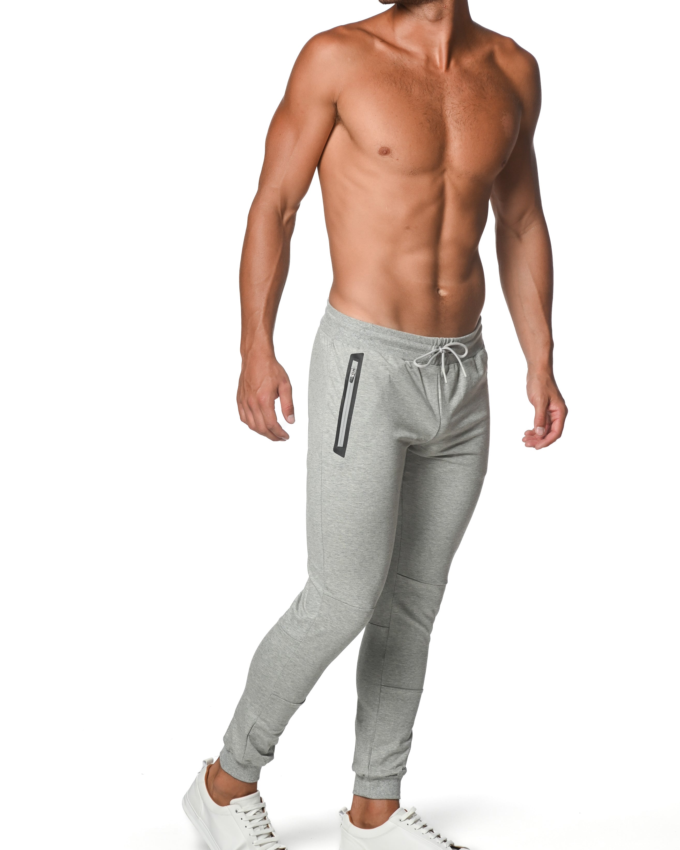 GREY MELANGE FLEECE FLEX COTTON STRETCH JOGGER ST-10503