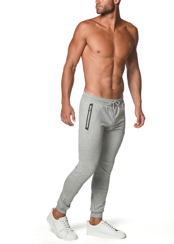 GREY MELANGE FLEECE FLEX COTTON STRETCH JOGGER ST-10503