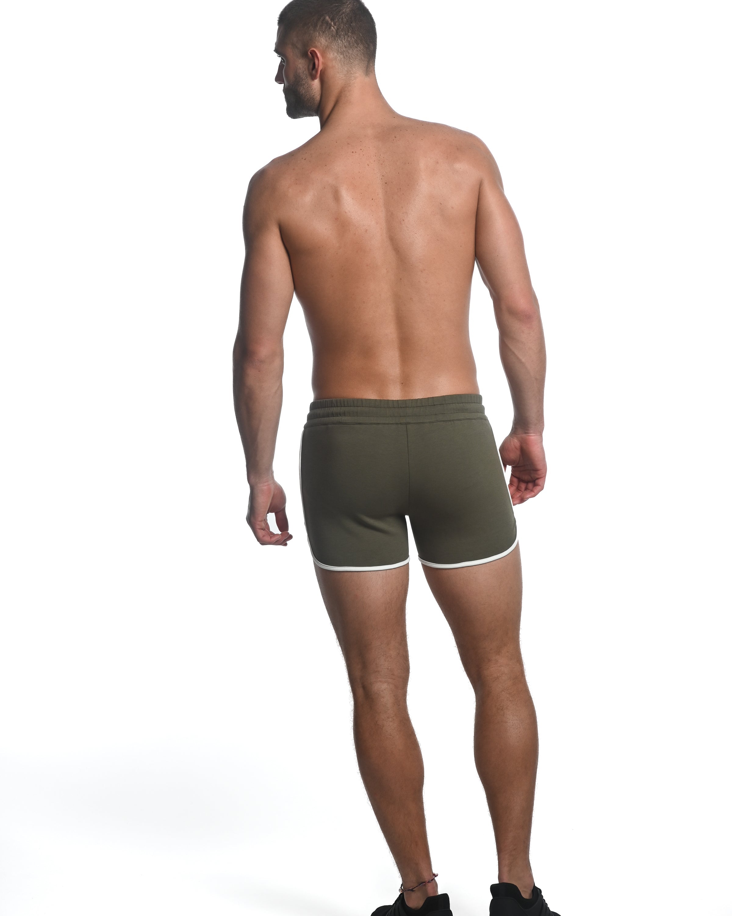 ARMY SPRINTER 3.5" INSEAM STRETCH GYM SHORTS W/ HEAT WELD ZIPPERS