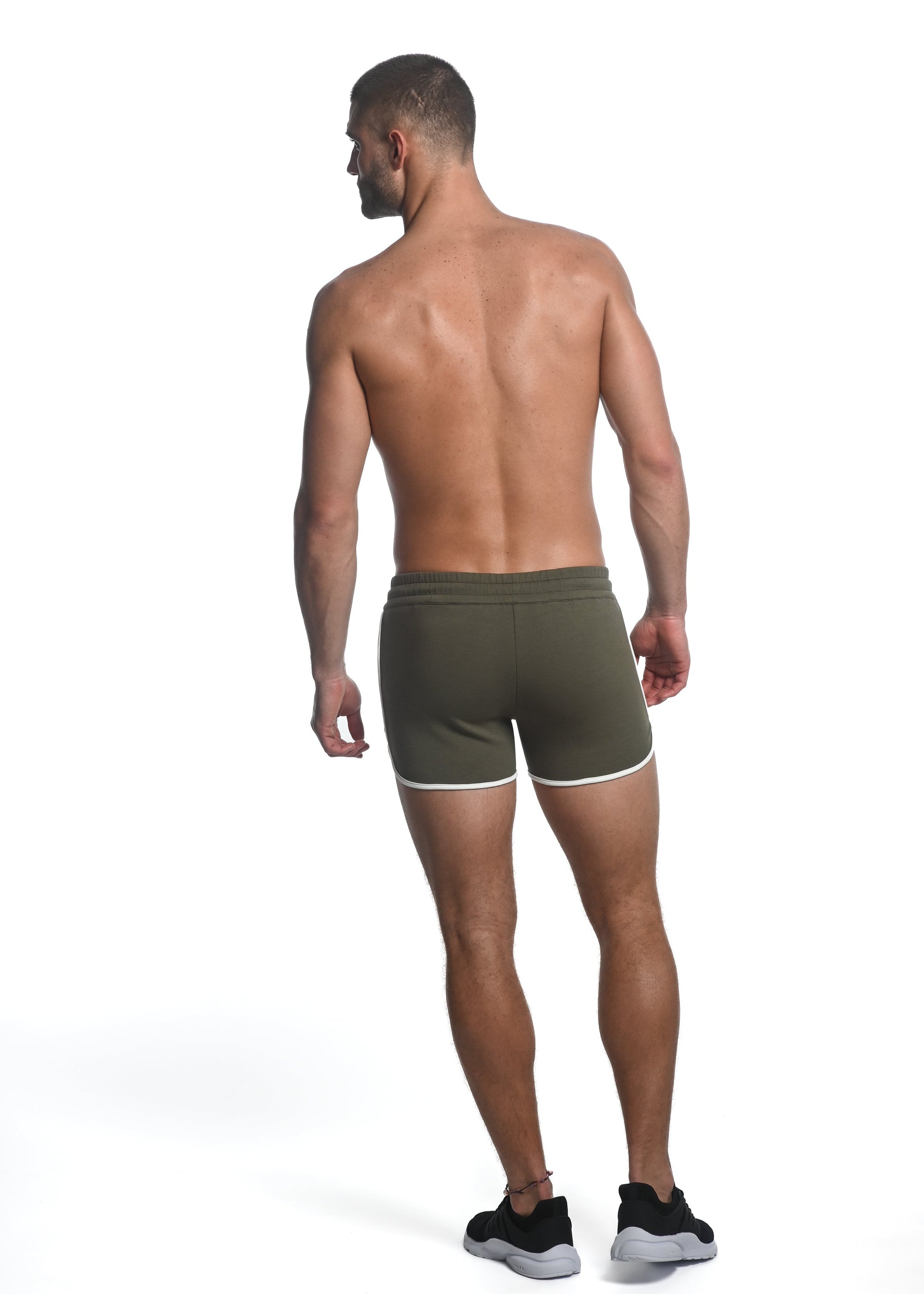 ARMY SPRINTER 3.5" INSEAM STRETCH GYM SHORTS W/ HEAT WELD ZIPPERS