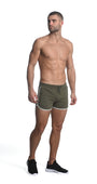 ARMY SPRINTER 3.5" INSEAM STRETCH GYM SHORTS W/ HEAT WELD ZIPPERS