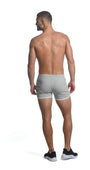 GREY SPRINTER 3.5" INSEAM STRETCH GYM SHORTS W/ HEAT WELD ZIPPERS