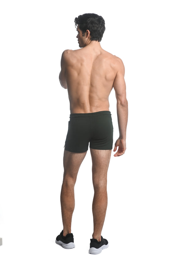 NORI GREEN ALPHA 3.5" INSEAM STRETCH GYM SHORTS W/ HEAT WELD ZIPPERS ST-10506