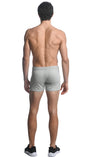 SILVER ASH ALPHA 3.5" INSEAM STRETCH GYM SHORTS W/ HEAT WELD ZIPPERS