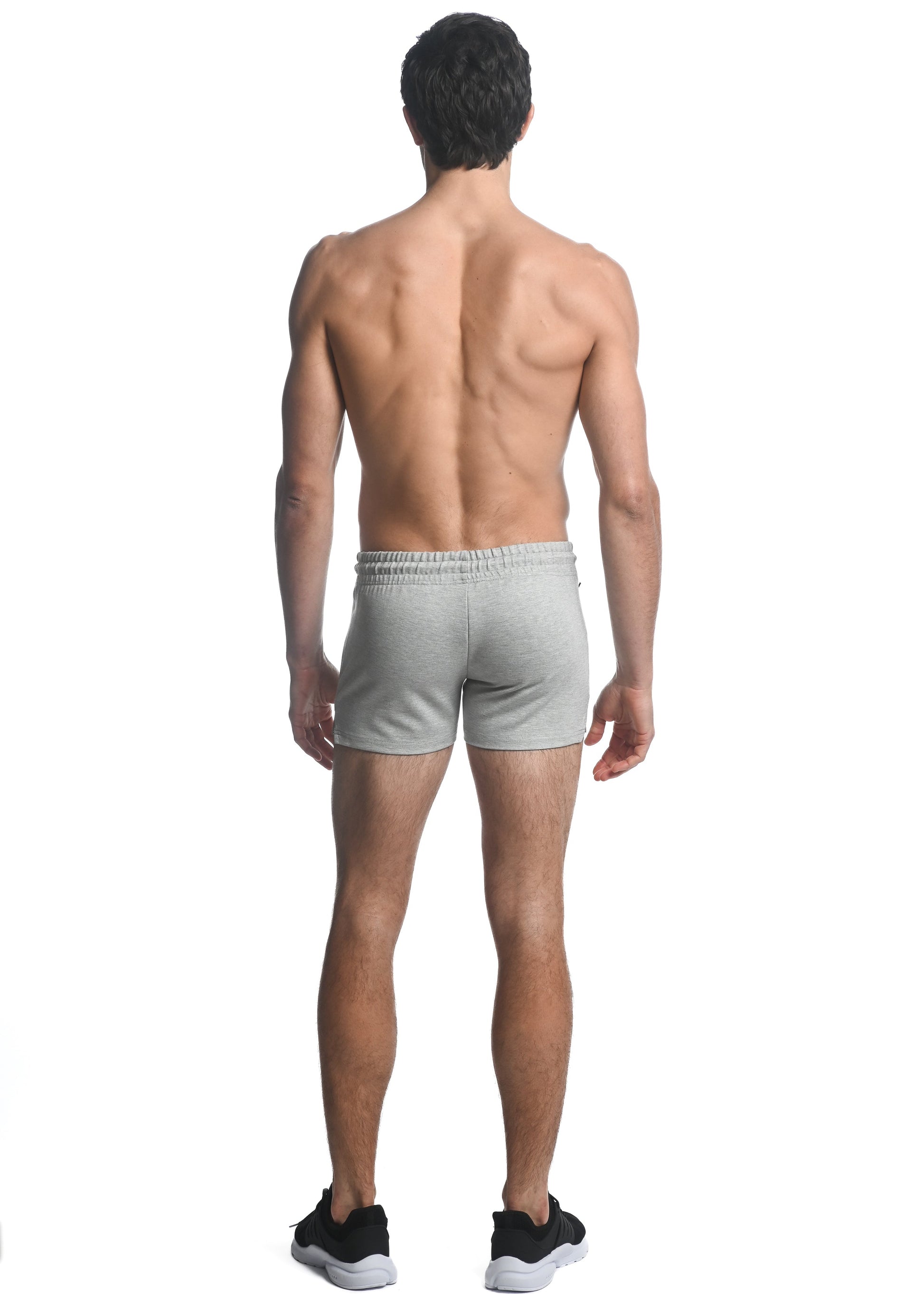 SILVER ASH ALPHA 3.5" INSEAM STRETCH GYM SHORTS W/ HEAT WELD ZIPPERS