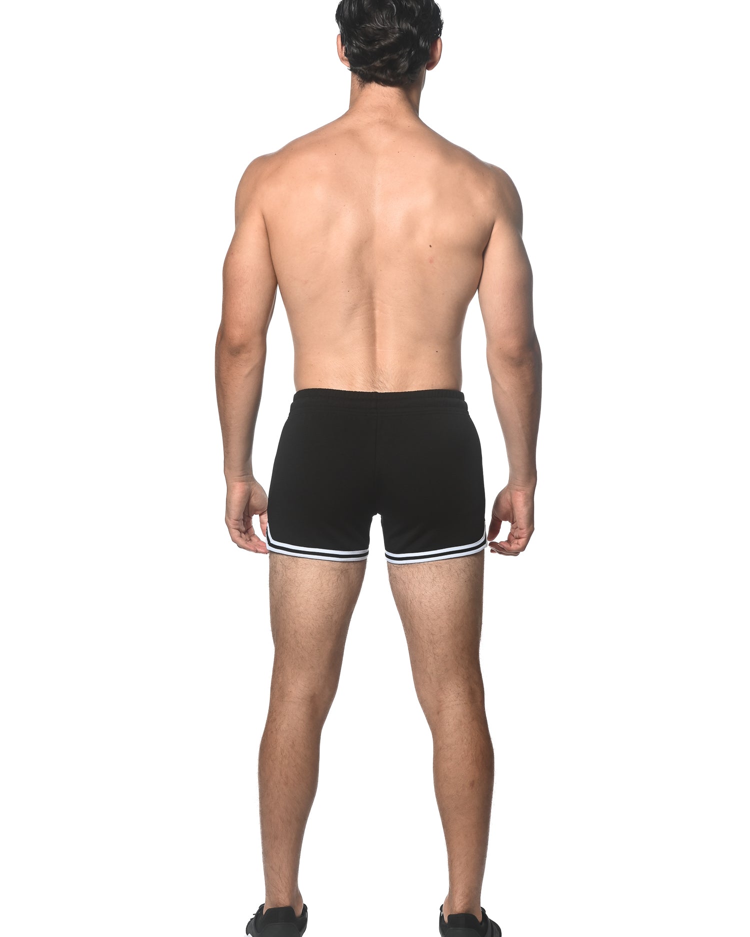 BLACK COURT 3.5 INSEAM GYM SHORT W/TAPING STA-10508