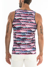 PINK/WINE DOTS ABSTRACT MESH TANK TOP ST-11060