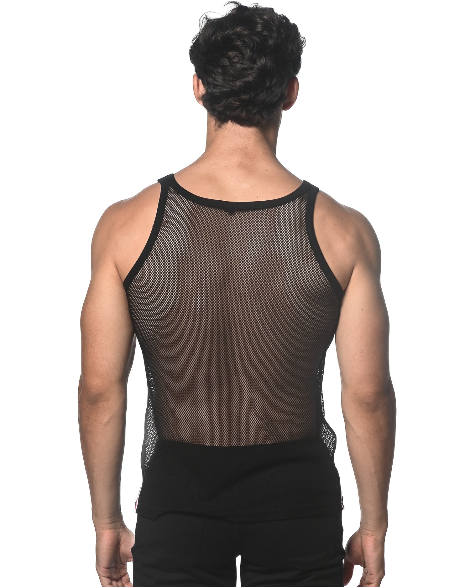 BLACK STRETCH MESH TANK WITH SIDE TAPE ST-11120