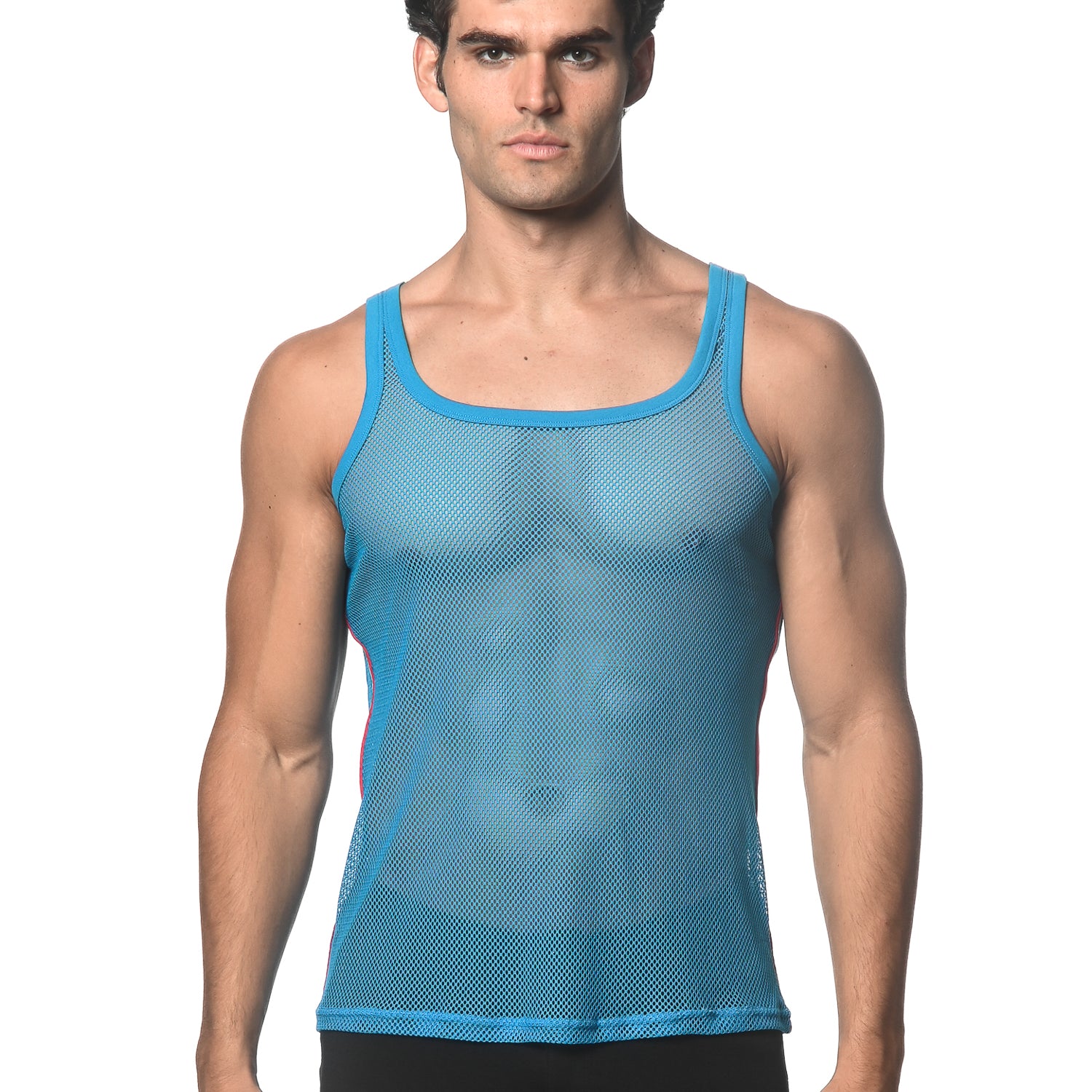 CYAN STRETCH MESH TANK WITH SIDE TAPE ST-11120