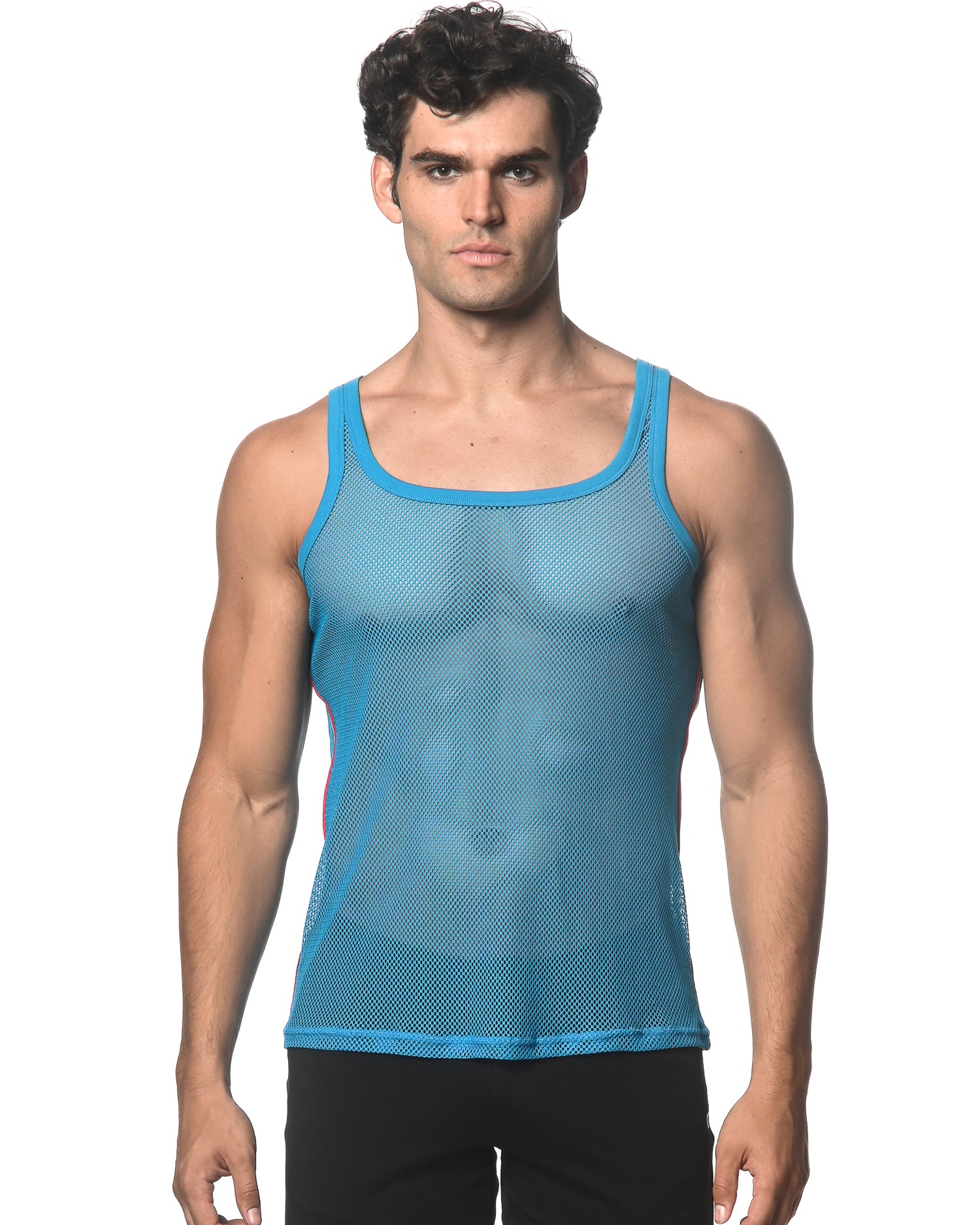 CYAN STRETCH MESH TANK WITH SIDE TAPE ST-11120