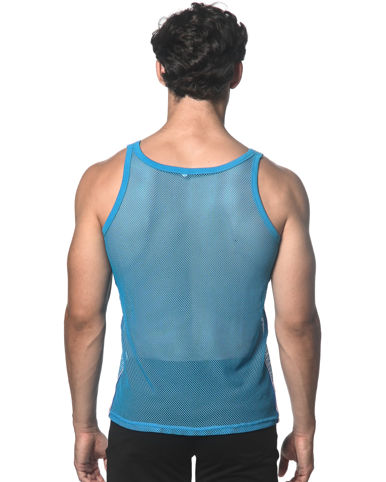 CYAN STRETCH MESH TANK WITH SIDE TAPE ST-11120
