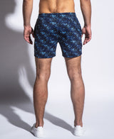 ROYAL-NAVY ABSTRACT 6" STRETCH MESH PERFORMANCE SHORTS ST-1466-37 FINAL SALE