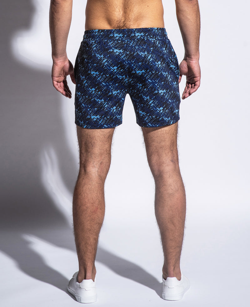 ROYAL-NAVY ABSTRACT 6" STRETCH MESH PERFORMANCE SHORTS ST-1466-37 FINAL SALE