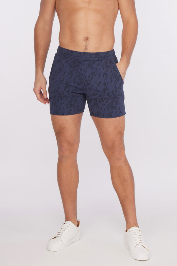 NAVY CHEETAH STRETCH PERFORMANCE SHORTS ST-1466-55 FINAL SALE