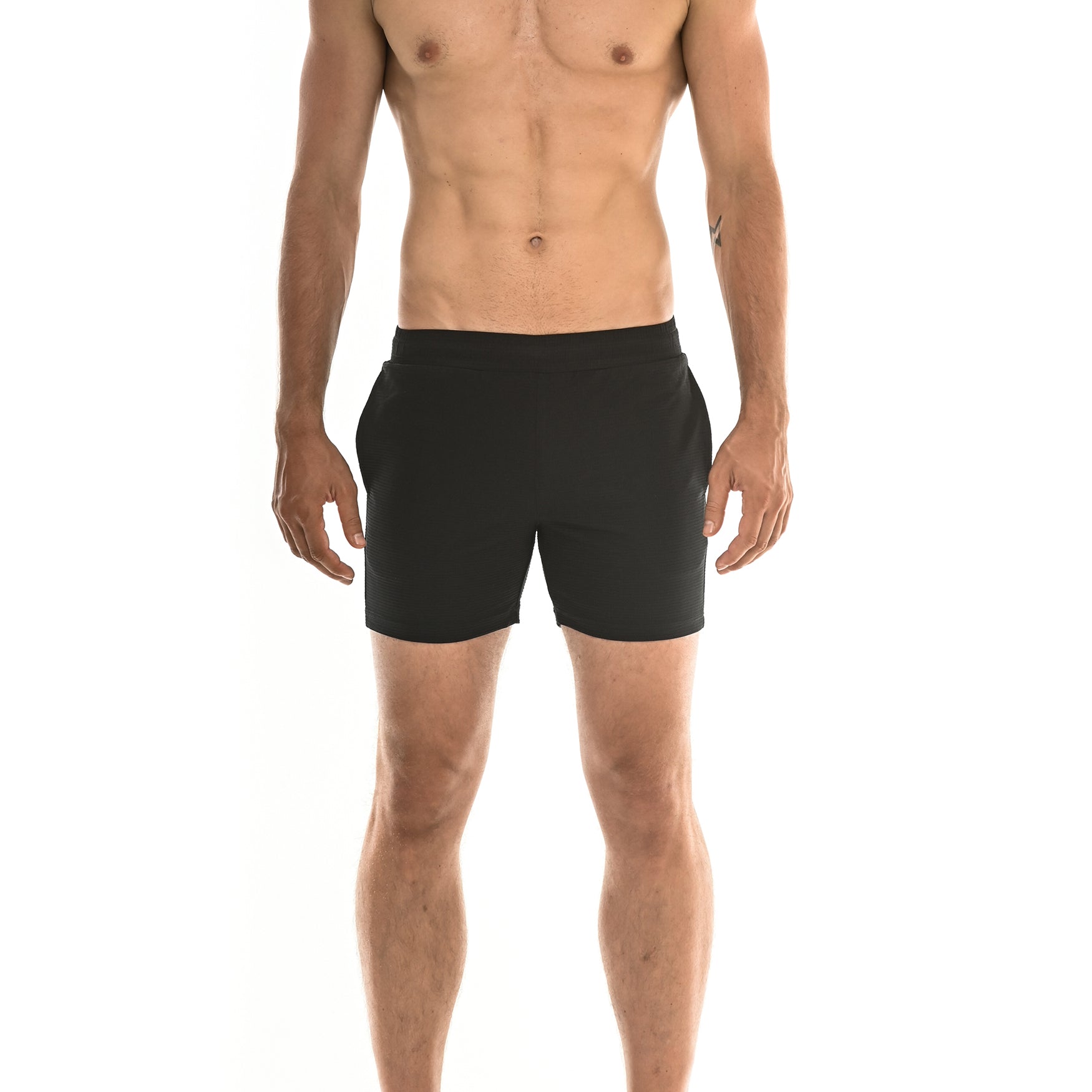 BLACK TEXTURED STRETCH PERFORMANCE SHORT ST-1466-63