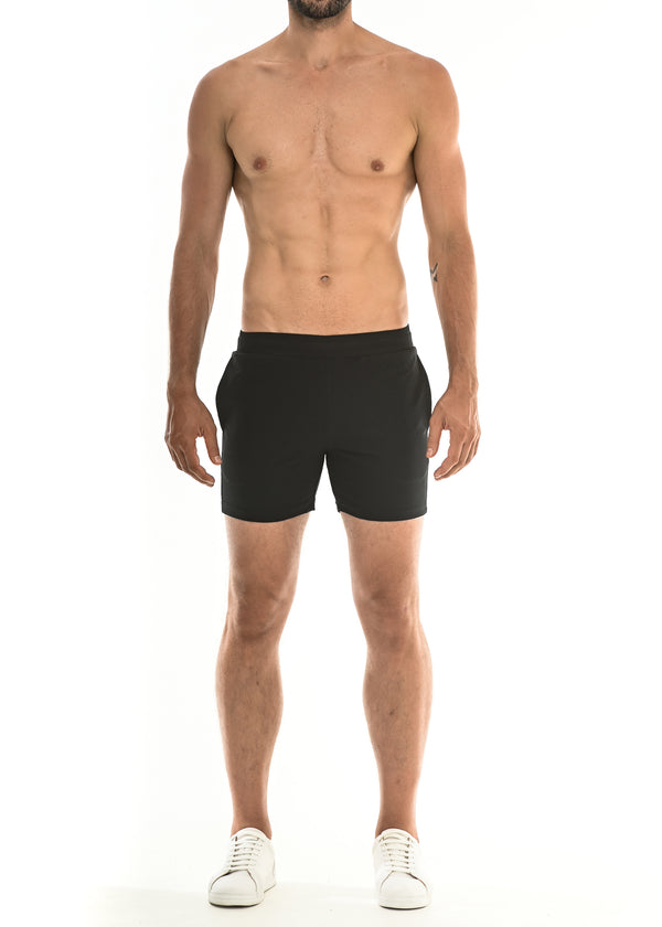 BLACK TEXTURED STRETCH PERFORMANCE SHORT ST-1466-63