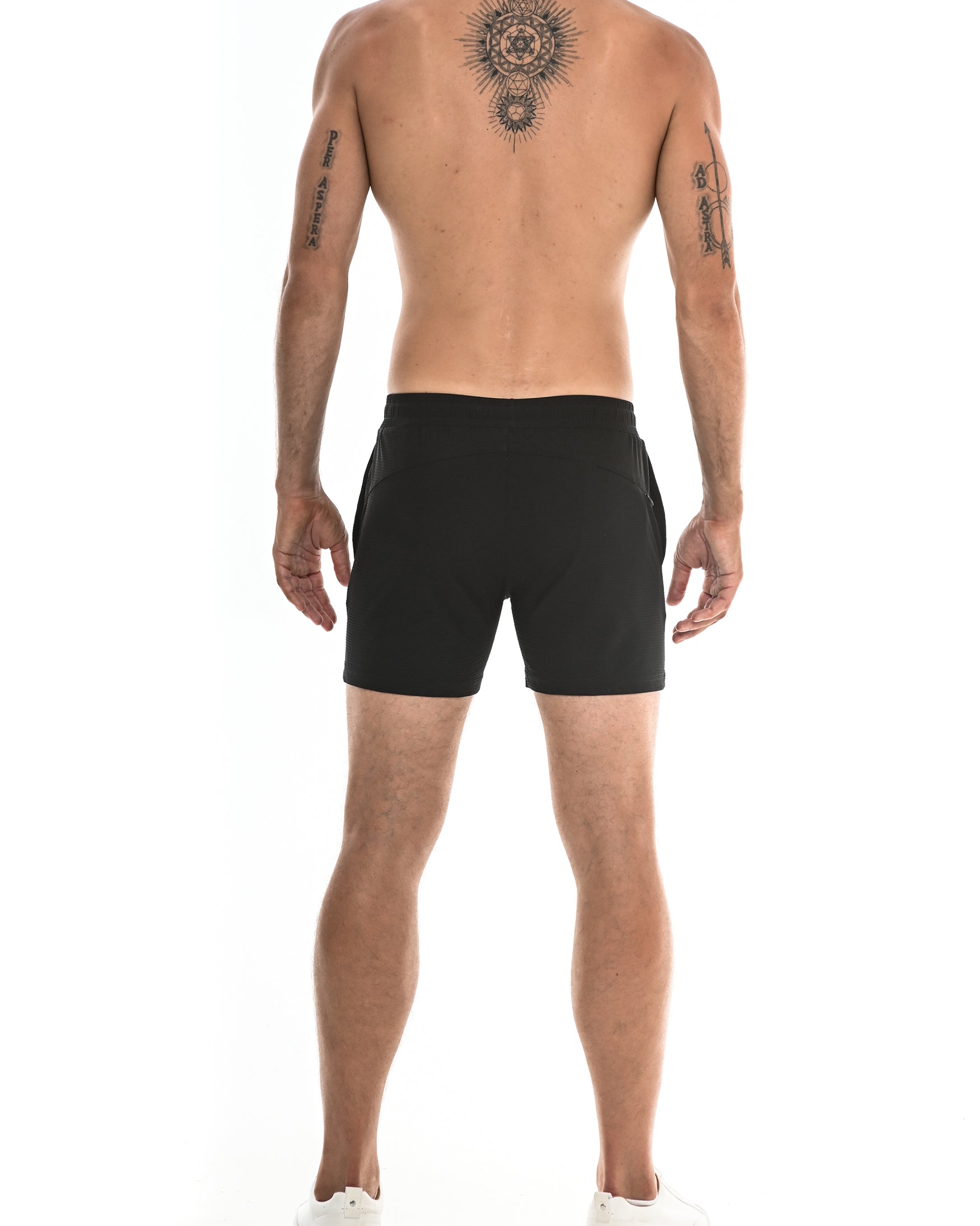 BLACK TEXTURED STRETCH PERFORMANCE SHORT ST-1466-63