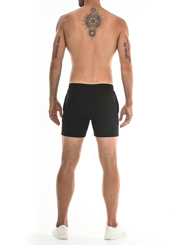 BLACK TEXTURED STRETCH PERFORMANCE SHORT ST-1466-63