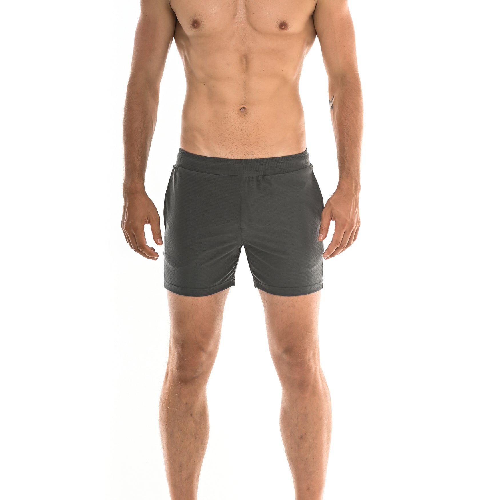 GREY TEXTURED STRETCH PERFORMANCE SHORT ST-1466-63