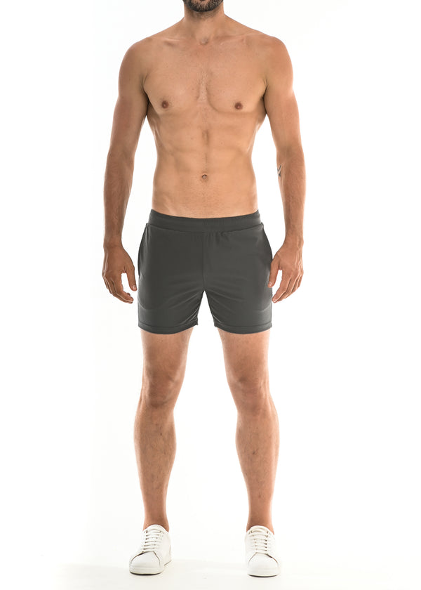 GREY TEXTURED STRETCH PERFORMANCE SHORT ST-1466-63