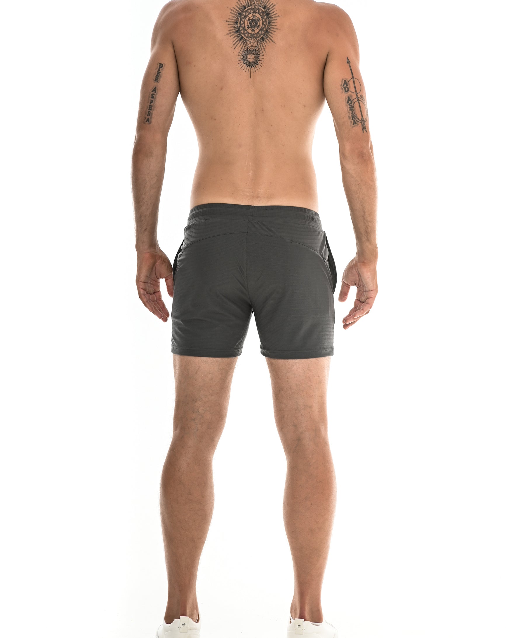 GREY TEXTURED STRETCH PERFORMANCE SHORT ST-1466-63