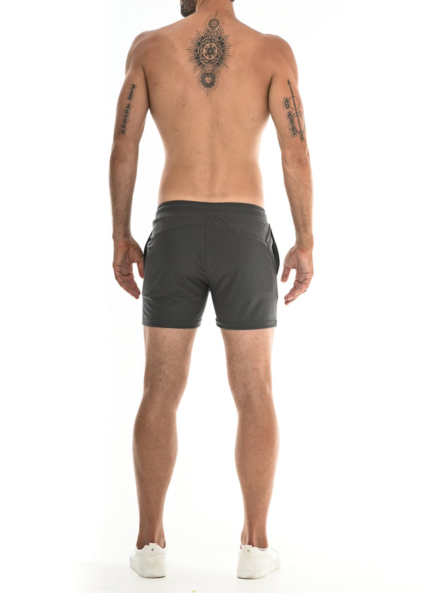 GREY TEXTURED STRETCH PERFORMANCE SHORT ST-1466-63