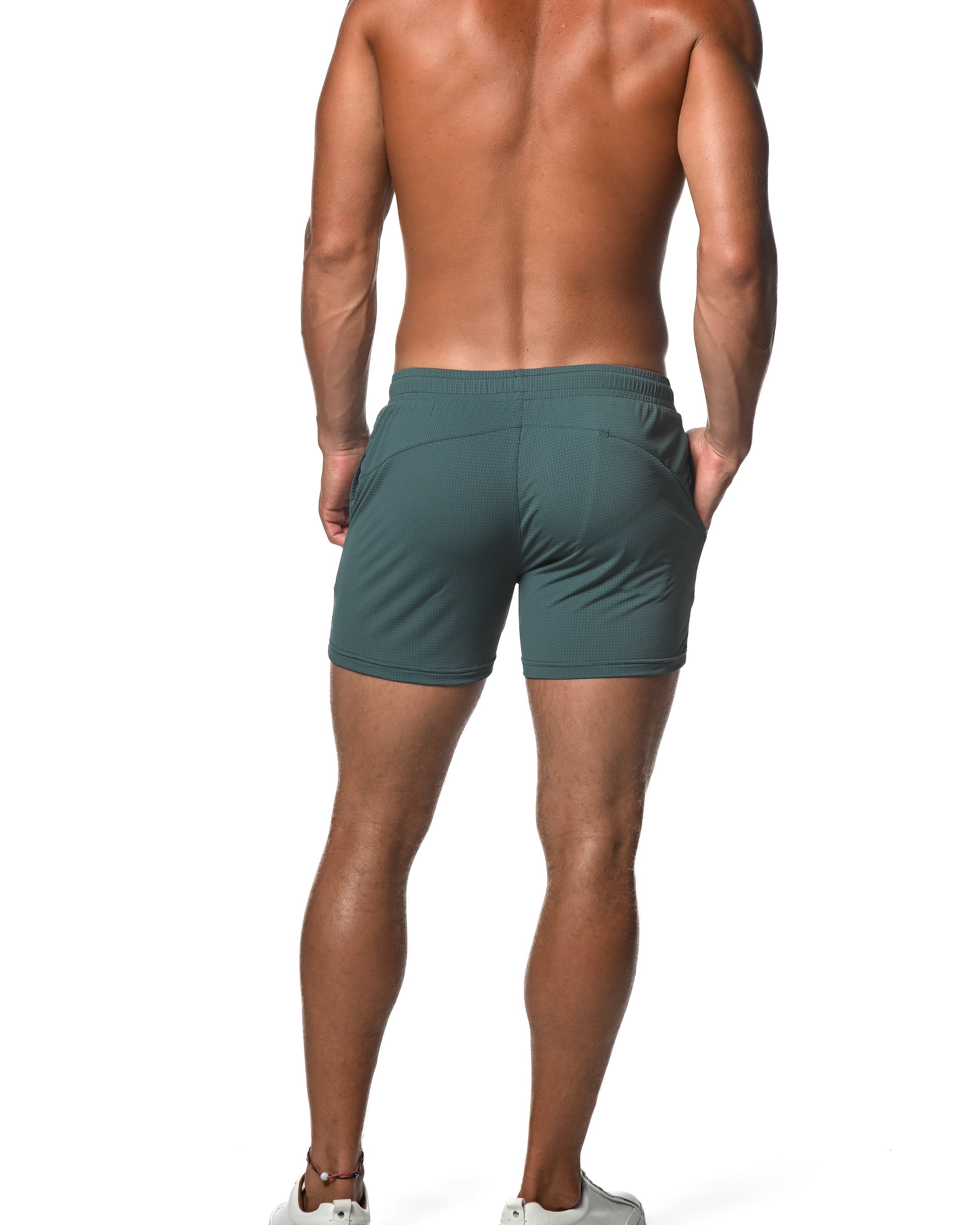 PETROL MESH GRID STRETCH PERFORMANCE SHORTS  ST-1466-74