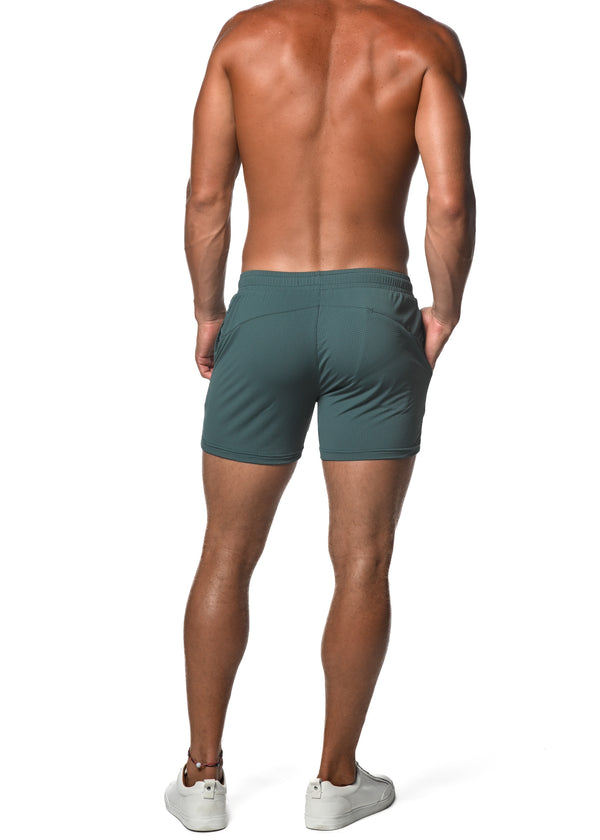 PETROL MESH GRID STRETCH PERFORMANCE SHORTS  ST-1466-74