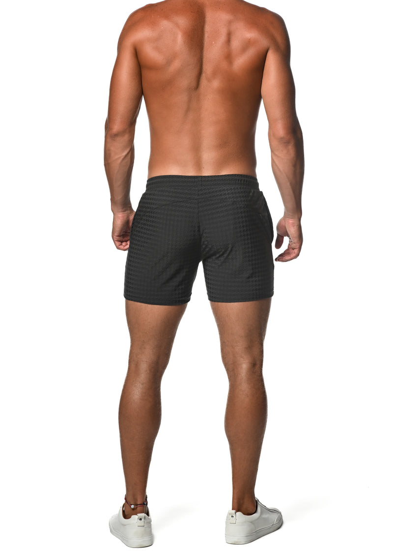 CHARCOAL HOUNDSTOOTH STRETCH PERFORMANCE SHORTS  ST-1466-76