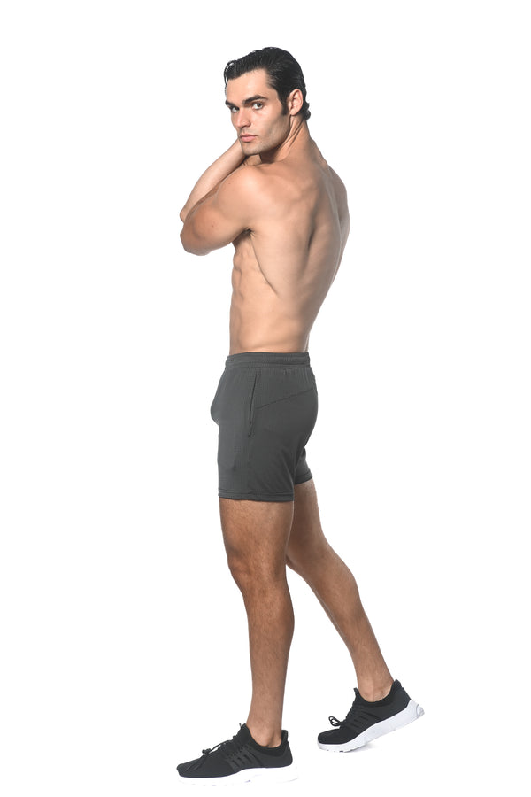 CHARCOAL TEXTURED MESH PERFORMANCE SHORTS ST-1466-92