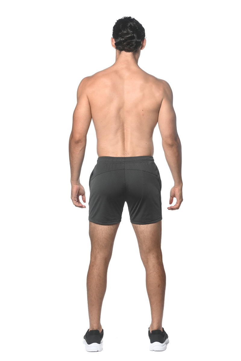 CHARCOAL TEXTURED MESH PERFORMANCE SHORTS ST-1466-92