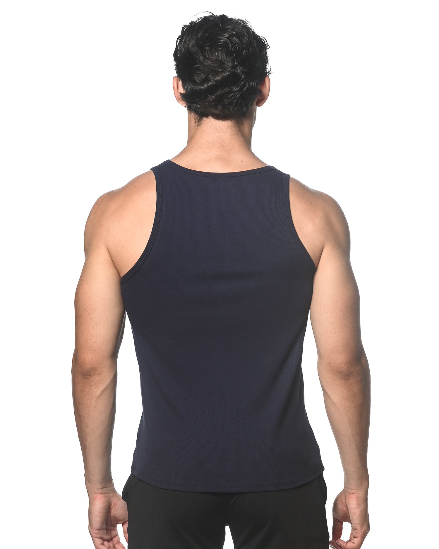 NAVY SOLID RIB COTTON/TENCEL TANK TOP ST-16004-01