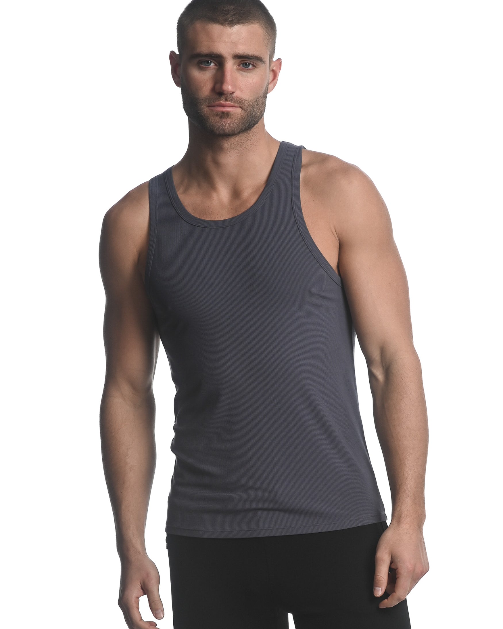 STEEL GREY RIB MODAL TANK  ST-16004