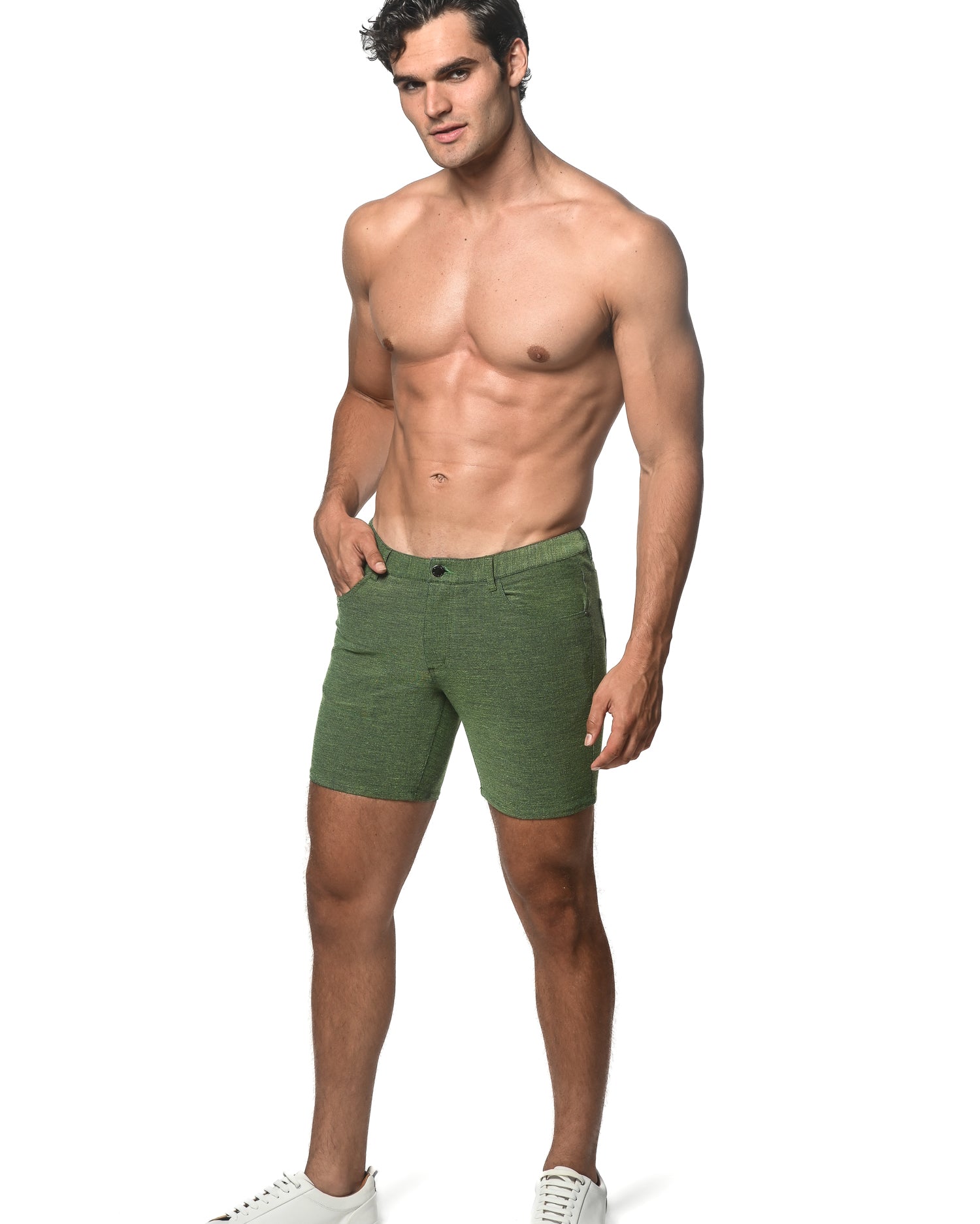 GREEN ENVY 5" WASHED LOOPBACK STRETCH KNIT SHORTS ST-1932-45