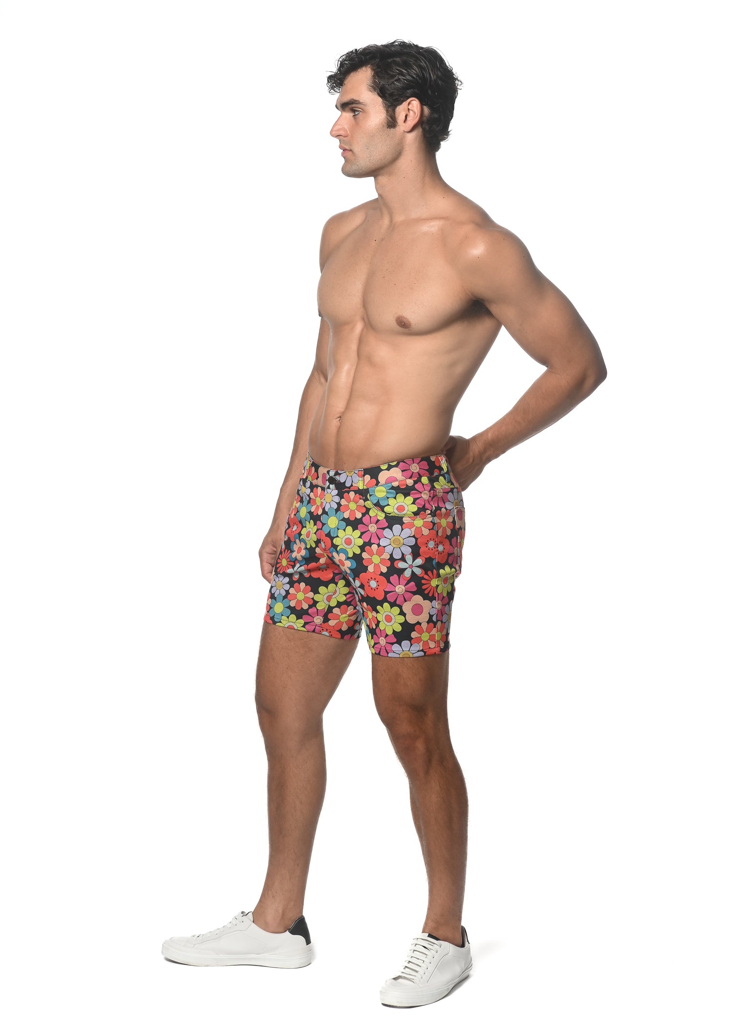 SURF/FLAME FLORAL 5" INSEAM PRINTED STRETCH KNIT SHORTS ST-1932-53